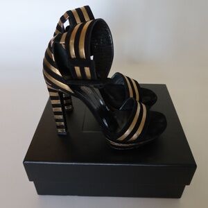 YSL Black and Gold Platform Heels